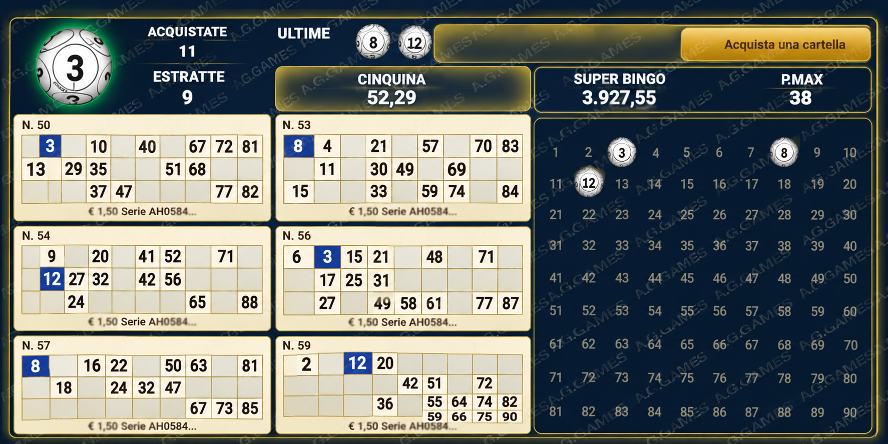 Anteprima di un’interfaccia bingo su dispositivo mobile